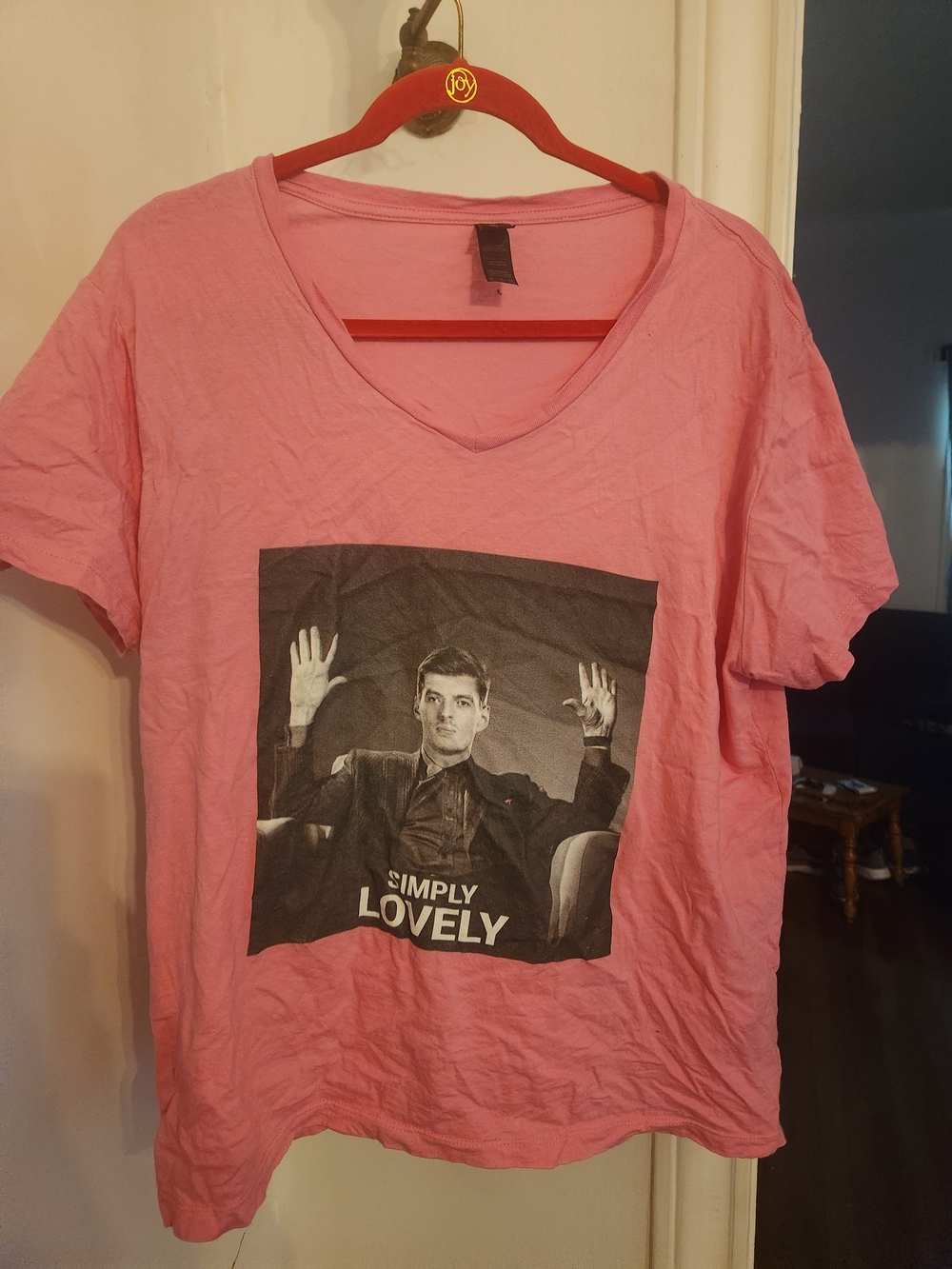 Women's Pink Graphic V-Neck Shirt - Simply Lovely